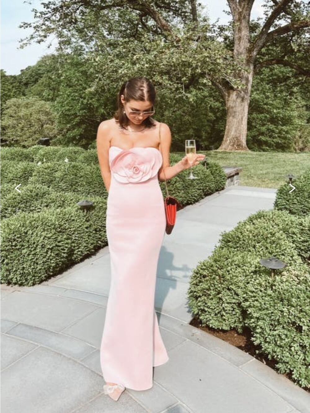 Badgley Mischka Rosette Scuba Strapless Gown